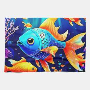 Fantasy Fish Swim Design Geschirrtuch