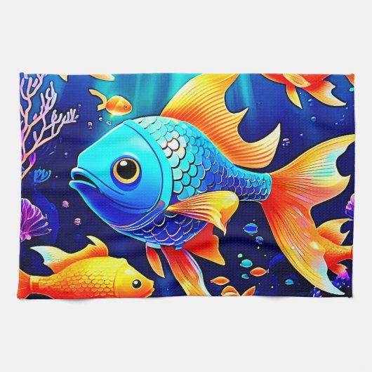 Fantasy Fish Swim Design Geschirrtuch (Horizontal)