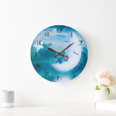Fantasy Fishing auf dem Mond Große Wanduhr (Zuhause)