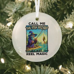 Fantasy Fishing Wizard - Magie wiedergeben Ornament Aus Glas
