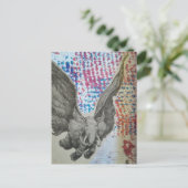 Fantasy-Fliegender-Elefant-Collage Postkarte (Stehend Vorderseite)
