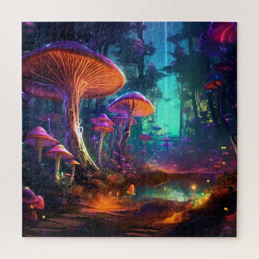 Fantasy-Fliegenpilz-Wald Puzzle (Vertikal)