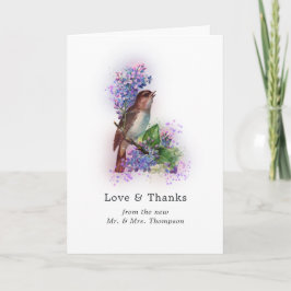 Fantasy Floral Bird Wedding Dankeskarte