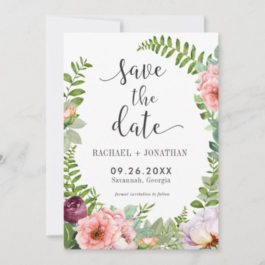 Fantasy Floral Boho Hochzeit Save the Date Card (Vorderseite)