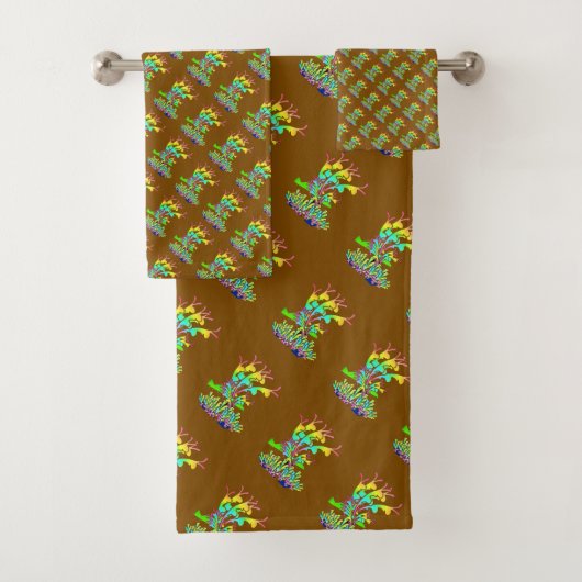 Fantasy Floral Brown Badhandtuch Set (Insitu)
