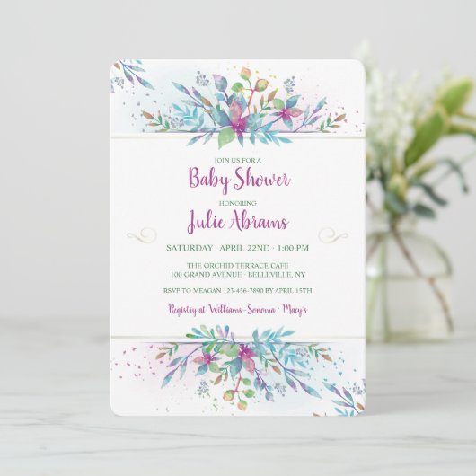 Fantasy Floral Einladung (Stehend Vorderseite)