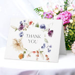 Fantasy Floral Elegant Danke<br><div class="desc">Einfach, elegant und schön feminin, diese Dankeskarten haben einen verfeinerten Text, der auf der Vorderseite der Karte "Danke" ausspricht, umgeben von einem Kranz aus farbenfrohen Blumen und Grün. Diese Karte koordiniert mit einem passenden Set an Brause Shower-Produkten. Die Karte ist auf der Innenseite absichtlich leer gelassen, um Ihre eigene persönliche...</div>