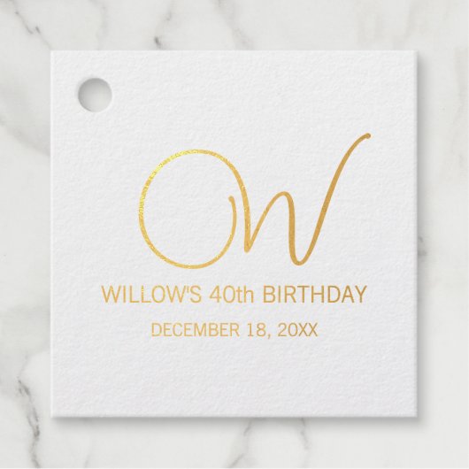 Fantasy Floral Garden Geburtstag Monogram Geschenkanhänger (Vorderseite)