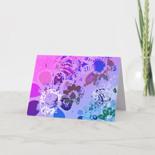 Fantasy Floral Hand gezeichnet Grafik Karte (Vorderseite)