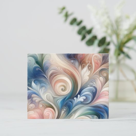 Fantasy Floral Pastel Blau & Creme (Stehend Vorderseite)