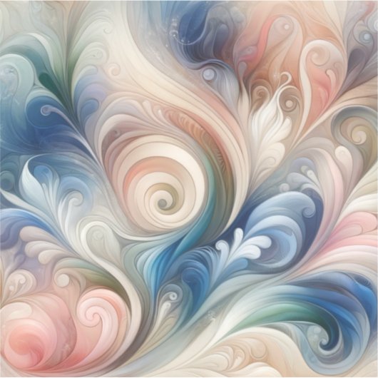 Fantasy Floral Pastel Blau & Creme Aufkleber (Vorderseite)