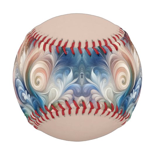 Fantasy Floral Pastel Blau & Creme Baseball (Vorderseite)