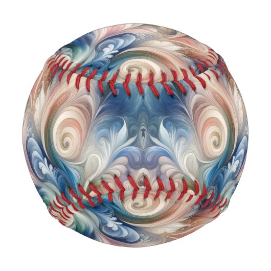 Fantasy Floral Pastel Blau & Creme Baseball (Rückseite)