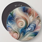 Fantasy Floral Pastel Blau & Creme Button (Vorne & Hinten)