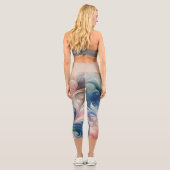 Fantasy Floral Pastel Blau & Creme Capri Leggings (Rückseite)