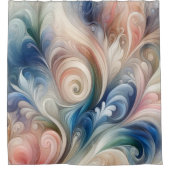 Fantasy Floral Pastel Blau & Creme Duschvorhang (Vorderseite)