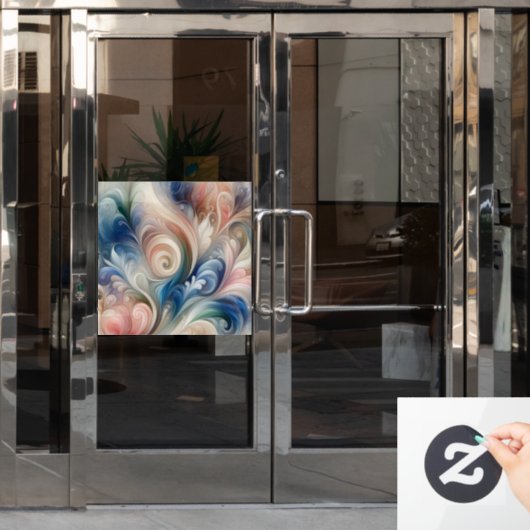 Fantasy Floral Pastel Blau & Creme Fensteraufkleber (Büro Tür)