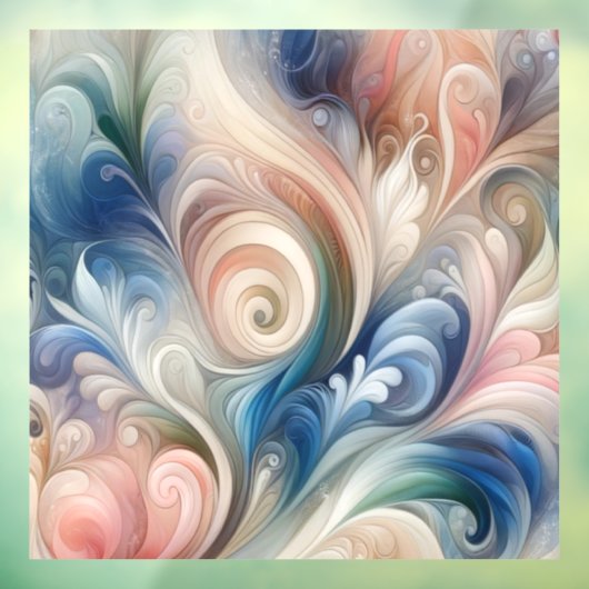 Fantasy Floral Pastel Blau & Creme Fensteraufkleber (Blatt 3)