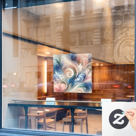 Fantasy Floral Pastel Blau & Creme Fensteraufkleber (Café-Fenster)