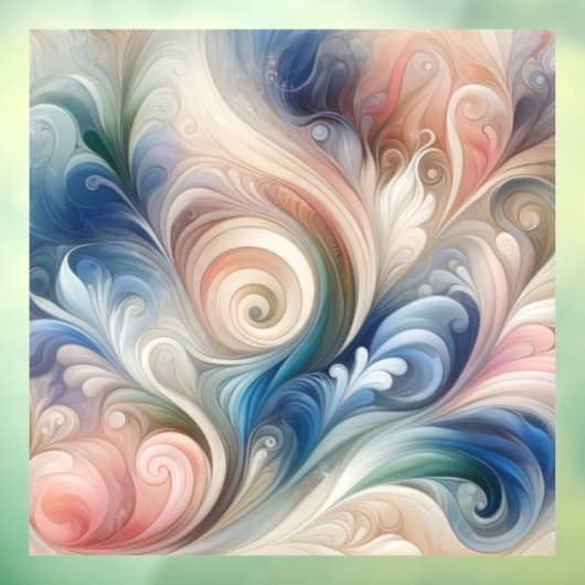Fantasy Floral Pastel Blau & Creme Fensteraufkleber (Blatt 3)