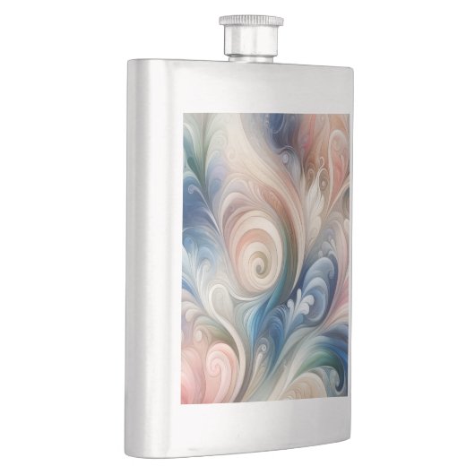 Fantasy Floral Pastel Blau & Creme Flachmann (Rechts)
