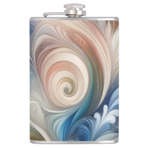 Fantasy Floral Pastel Blau & Creme Flachmann