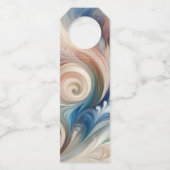 Fantasy Floral Pastel Blau & Creme Flaschenanhänger (Vorderseite)
