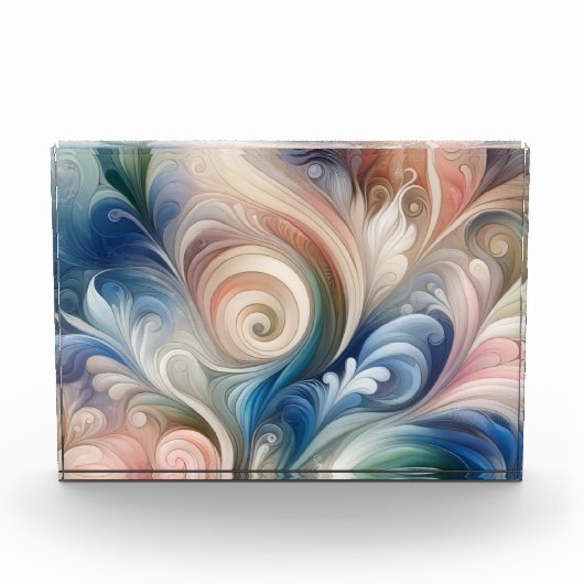 Fantasy Floral Pastel Blau & Creme Fotoblock (Vorderseite)
