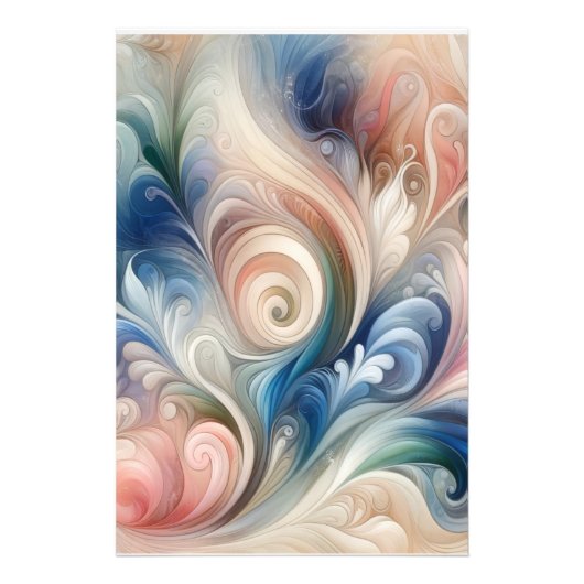 Fantasy Floral Pastel Blau & Creme Fotodruck (Vorne)