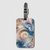 Fantasy Floral Pastel Blau & Creme Gepäckanhänger (Vorderseite Vertikal)