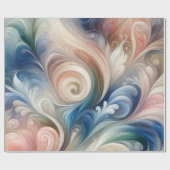 Fantasy Floral Pastel Blau & Creme Geschenkpapier (Flach)