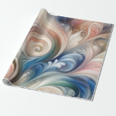 Fantasy Floral Pastel Blau & Creme Geschenkpapier (Ungerollt)