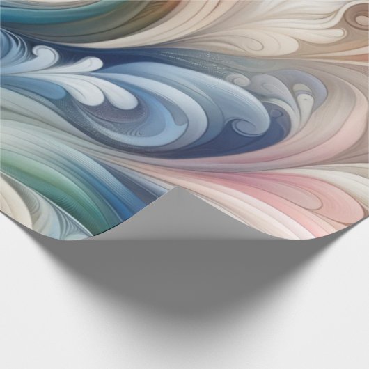 Fantasy Floral Pastel Blau & Creme Geschenkpapier (Ecke)