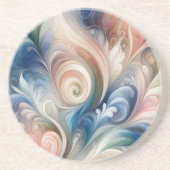 Fantasy Floral Pastel Blau & Creme Getränkeuntersetzer (Vorne)