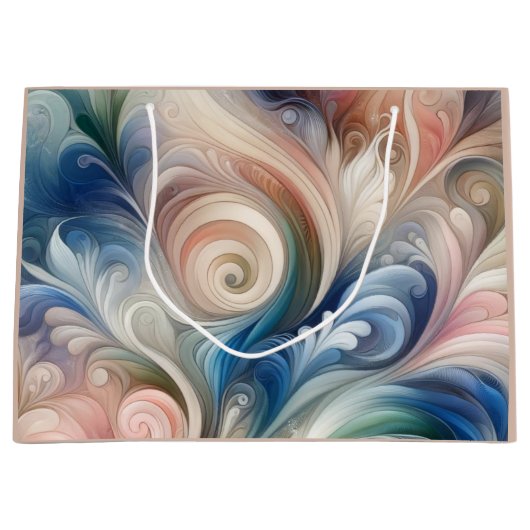 Fantasy Floral Pastel Blau & Creme Große Geschenktüte (Vorderseite)