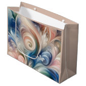 Fantasy Floral Pastel Blau & Creme Große Geschenktüte (Vorderseite Schrägansicht)