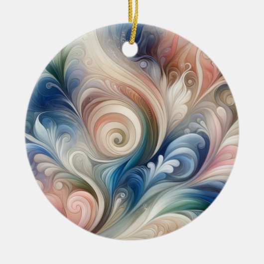 Fantasy Floral Pastel Blau & Creme Keramik Ornament (Vorne)