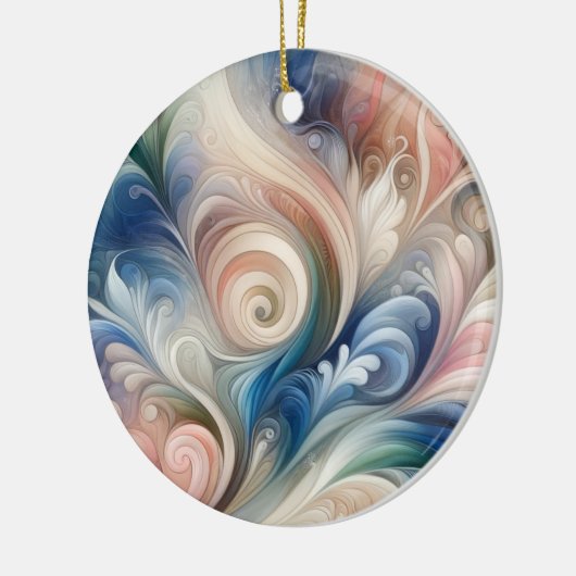 Fantasy Floral Pastel Blau & Creme Keramik Ornament (Links)