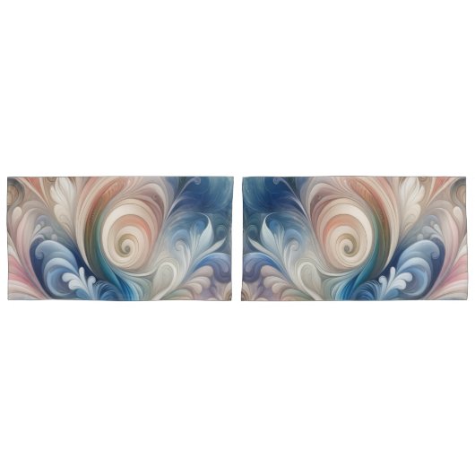 Fantasy Floral Pastel Blau & Creme Kissenbezug (Vorderseite-Set)