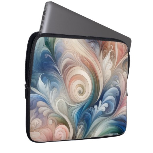 Fantasy Floral Pastel Blau & Creme Laptopschutzhülle (Vorne Rechts)