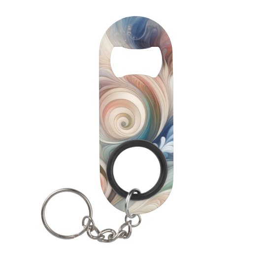 Fantasy Floral Pastel Blau & Creme Mini Flaschenöffner (Vorderseite)