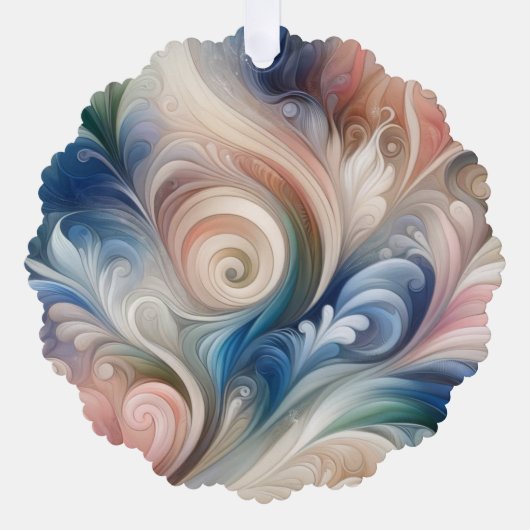 Fantasy Floral Pastel Blau & Creme Ornament Karte (Vorderseite)