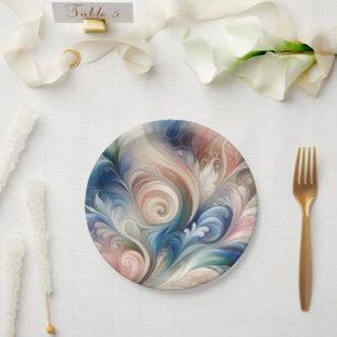 Fantasy Floral Pastel Blau & Creme Pappteller