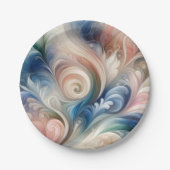 Fantasy Floral Pastel Blau & Creme Pappteller (Vorderseite)