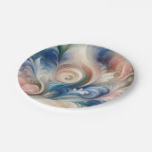 Fantasy Floral Pastel Blau & Creme Pappteller (Schrägansicht)