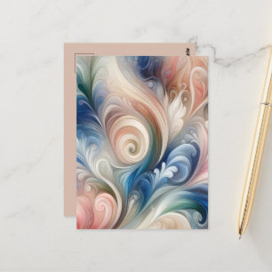 Fantasy Floral Pastel Blau & Creme Postkarte