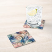 Fantasy Floral Pastel Blau & Creme Rechteckiger Pappuntersetzer (Vor Ort)