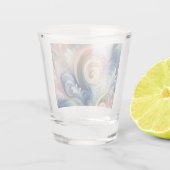 Fantasy Floral Pastel Blau & Creme Schnapsglas (Rückseite)