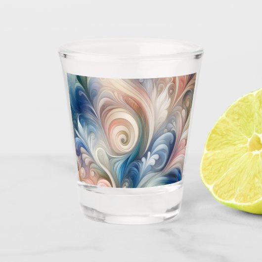 Fantasy Floral Pastel Blau & Creme Schnapsglas (Vorderseite)