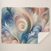 Fantasy Floral Pastel Blau & Creme Sherpadecke (Vorderseite (Horizontal))